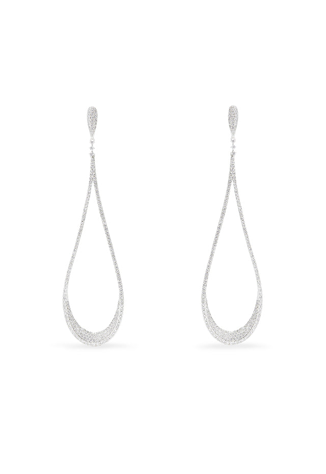 Pave Classica 14K White Gold Diamond Drop Statement Earrings, 1.63 TCW ...