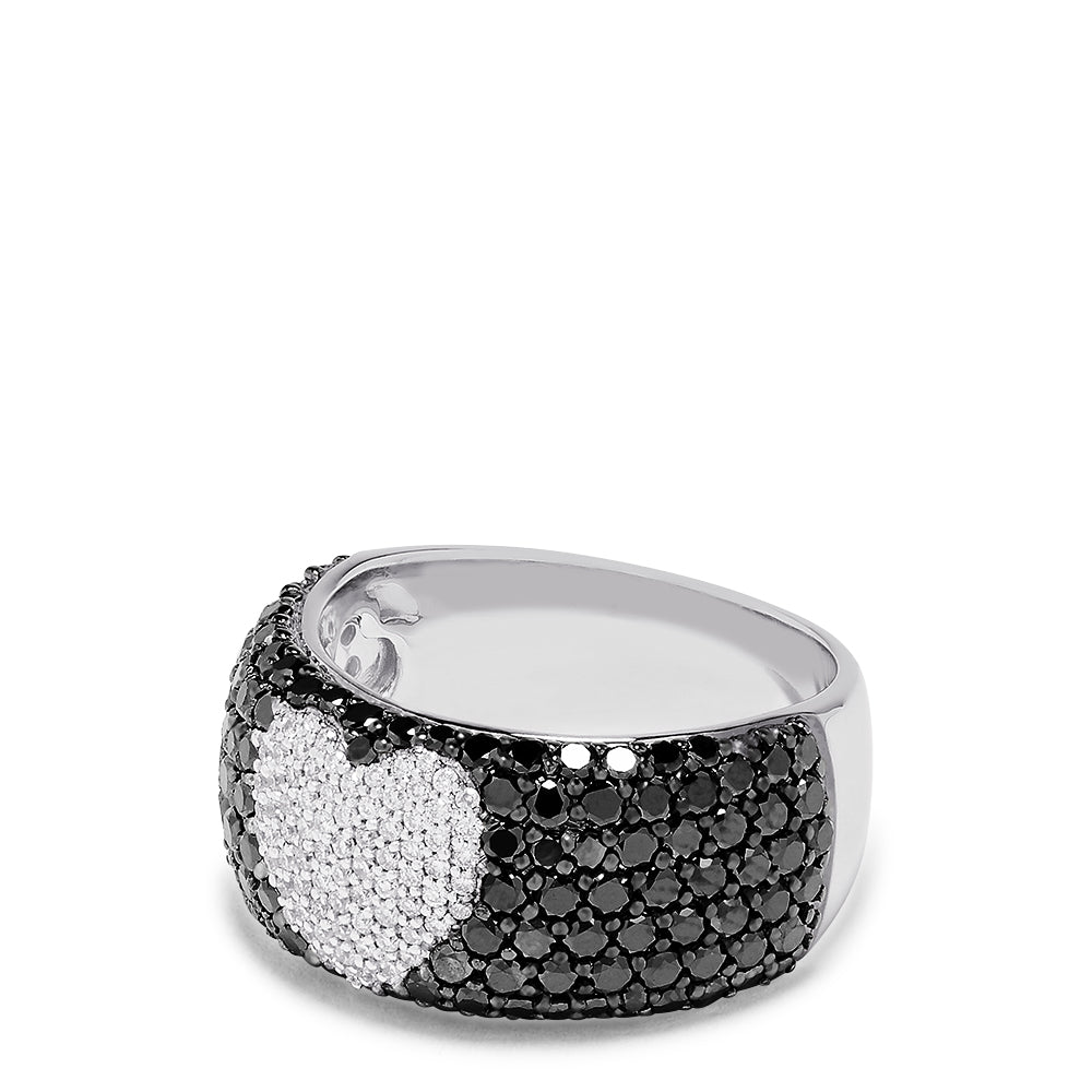 Black and online white heart ring