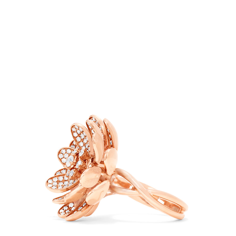 Limited Edition 14K Rose Gold Diamond Moving Petals Ring, 1.73 TCW
