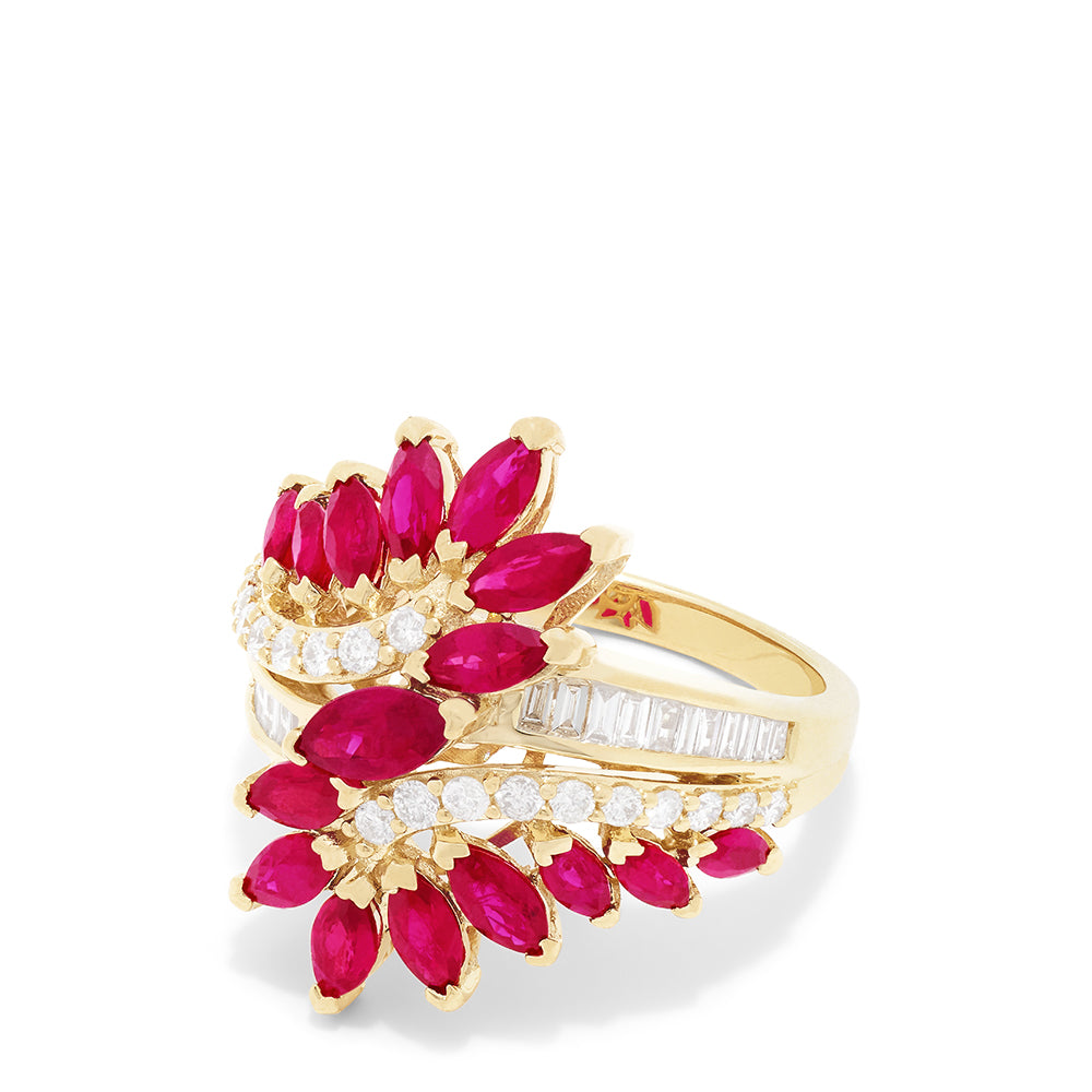 Effy Ruby Royale 14K Yellow Gold Ruby and Diamond Ring, 3.76 TCW