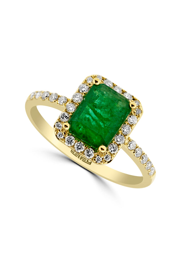 Effy 14K Yellow Gold Emerald and Diamond Ring, 1.69 TCW