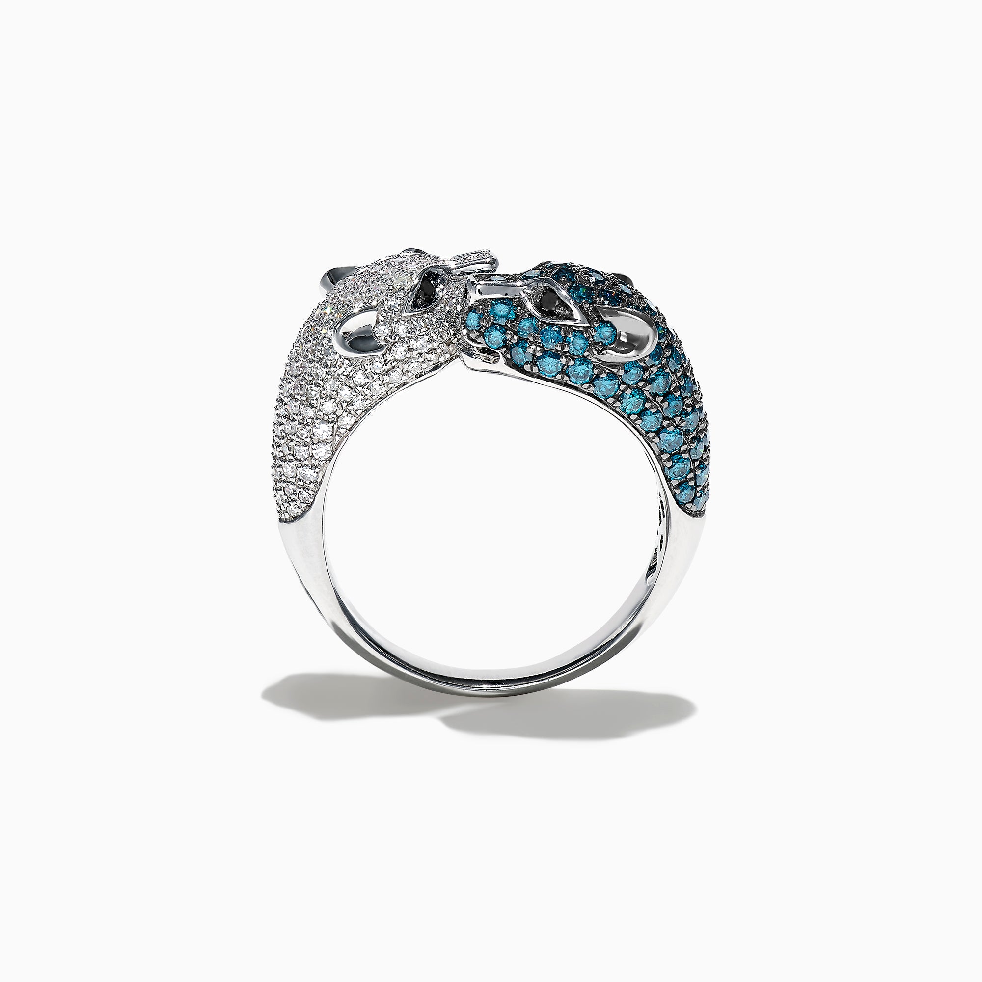 Effy Signature 14K White Gold Blue and White Diamond Panther Ring