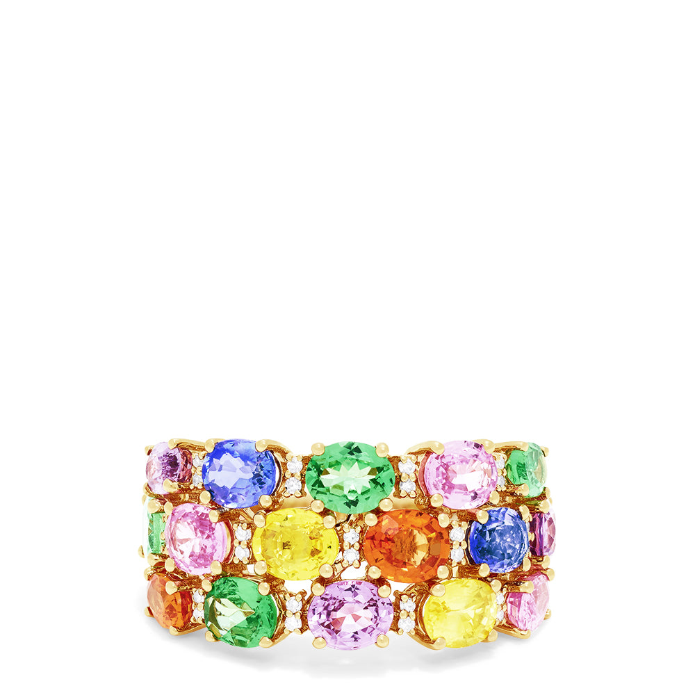 Effy Watercolors 14k Yellow Gold Multi Sapphire And Diamond Ring 6 21