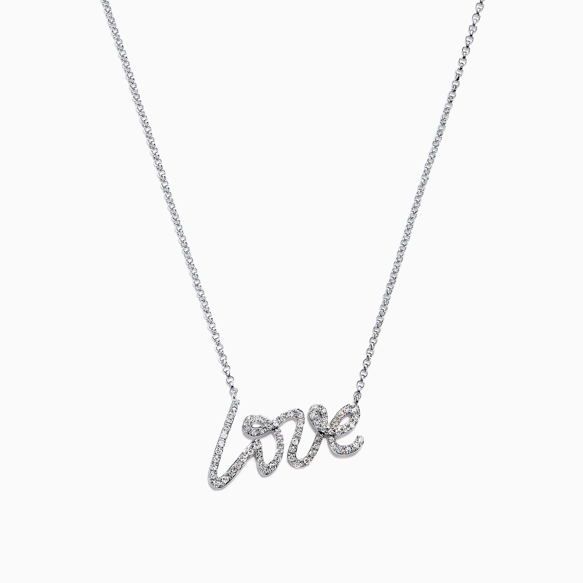 Novelty 14K White Gold Diamond Love Necklace, 0.26 TCW – effyjewelry.com