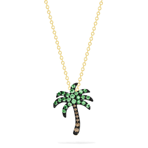 Koa Diamonds Gold Palm Tree Pendant