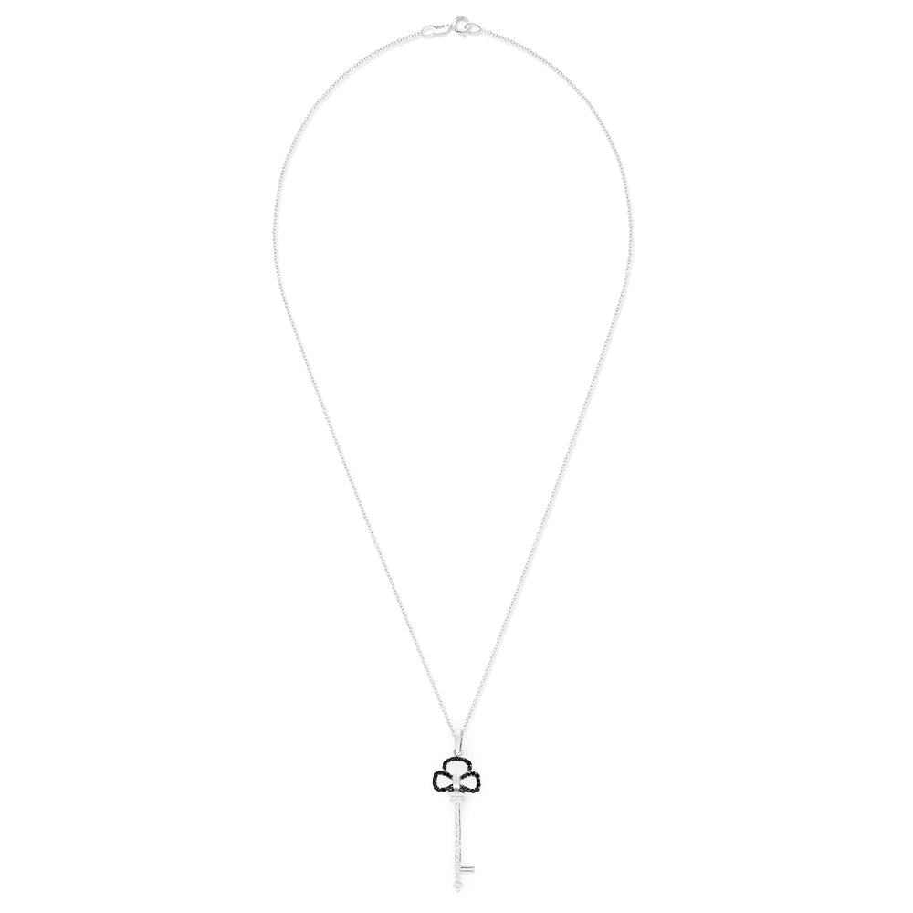 Effy 14K White Gold Black and White Diamond Key Pendant, 0.23 TCW ...