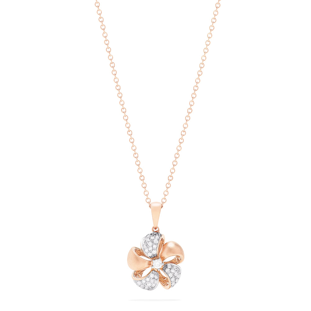 Effy 14K Rose Gold Diamond Accented Flower Pendant, 0.22 TCW