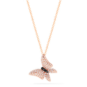 18KT ROSE GOLD DIAMOND BUTTERFLY NECKLACE. - Provident Jewelry