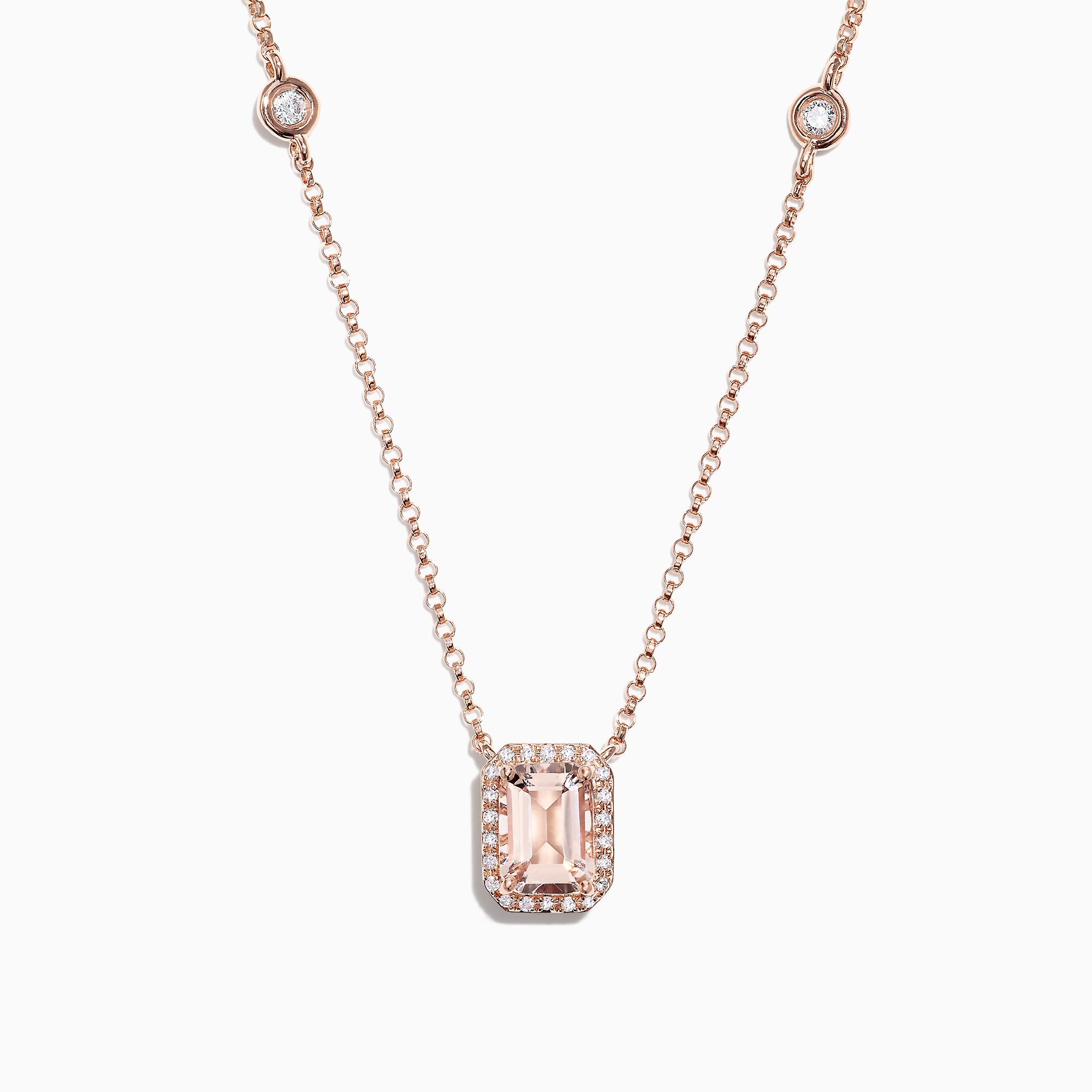 Blush 14K Rose Gold Morganite and Diamond Necklace, 1.16 TCW ...