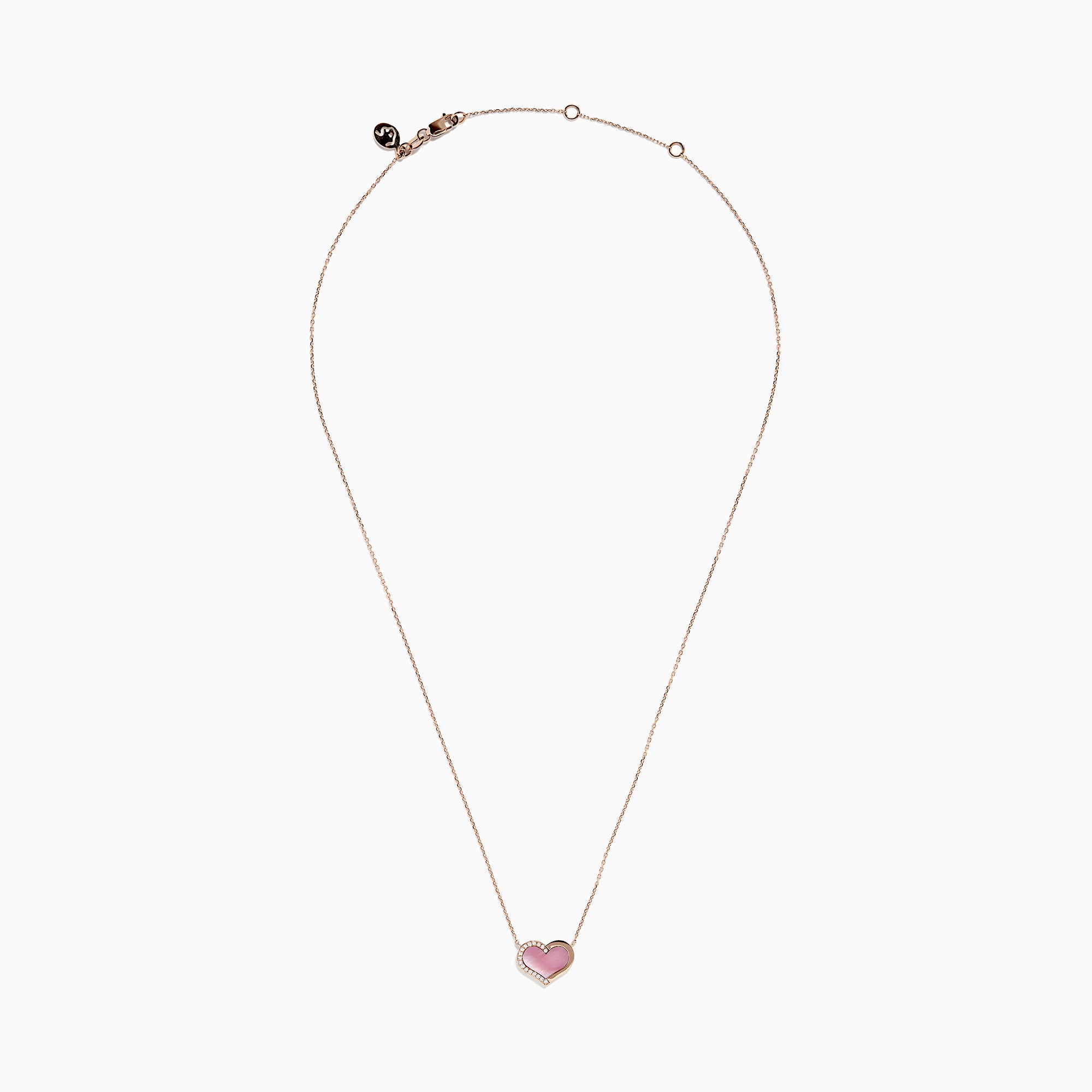 Effy 14K Rose Gold Mother of Pearl and Diamond Heart Necklace