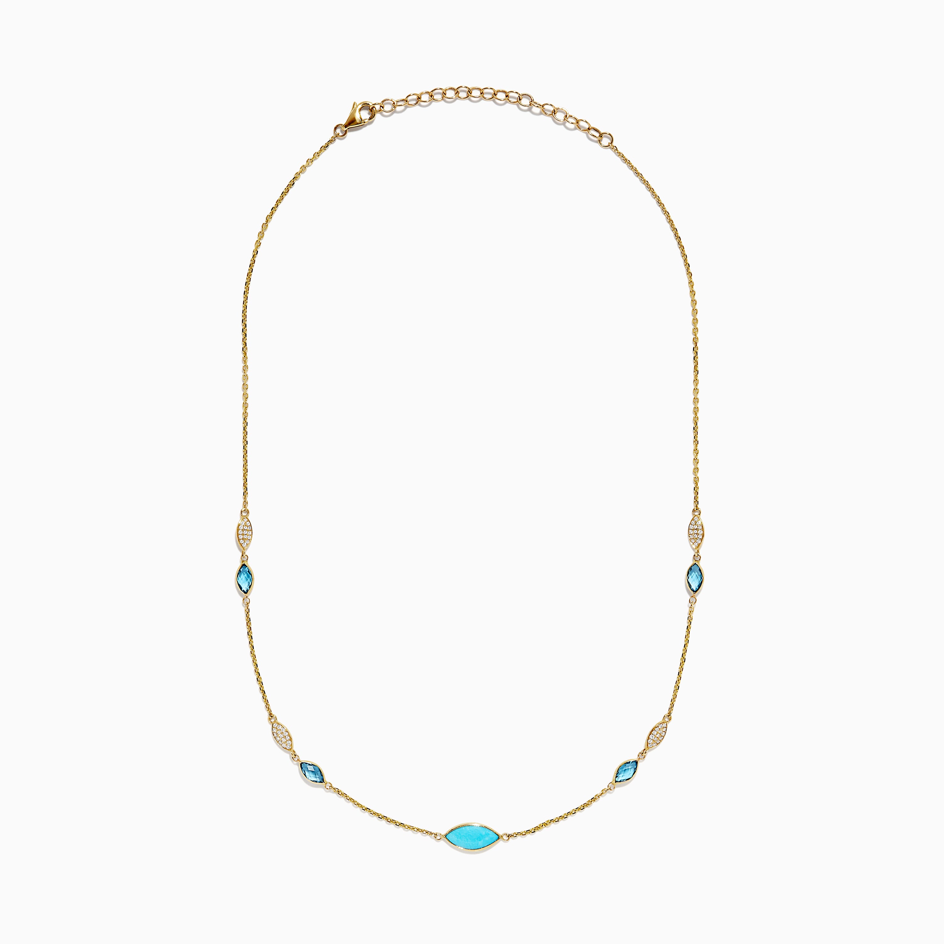 Effy 14K Yellow Gold Turquoise, Topaz and Diamond Necklace