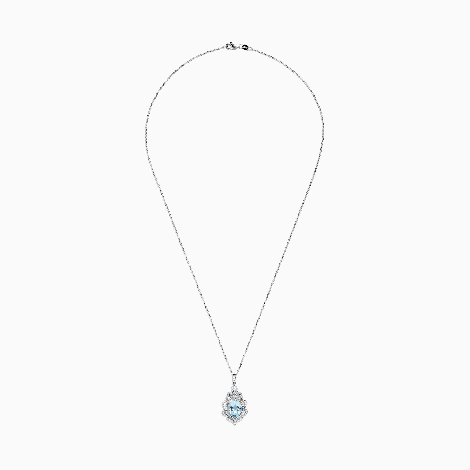 Effy 14K White Gold Aquamarine and Diamond Pendant, 2.75 TCW ...