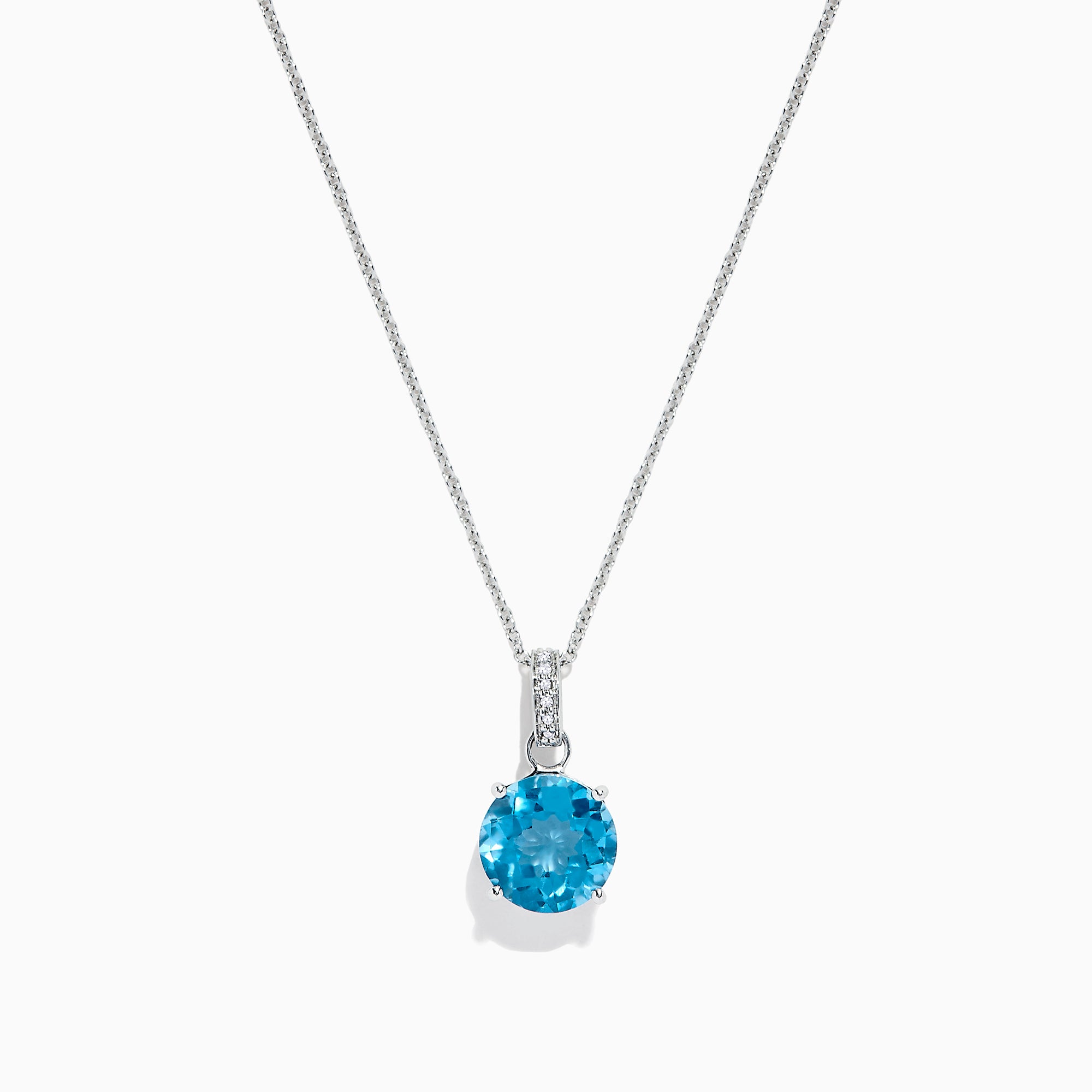 Effy Ocean Bleu 14K White Gold Blue Topaz and Diamond Pendant, 4.72 TC ...