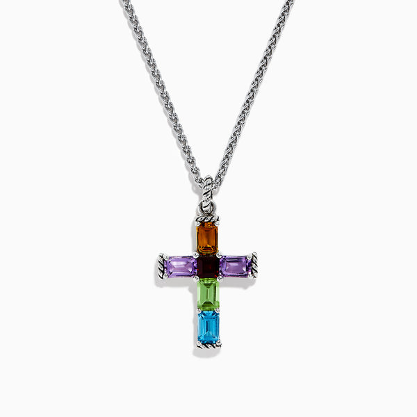 Large Multicolor Cross newest pendant, 925 Sterling Silver Galaxy Inlay. free shipping in USA