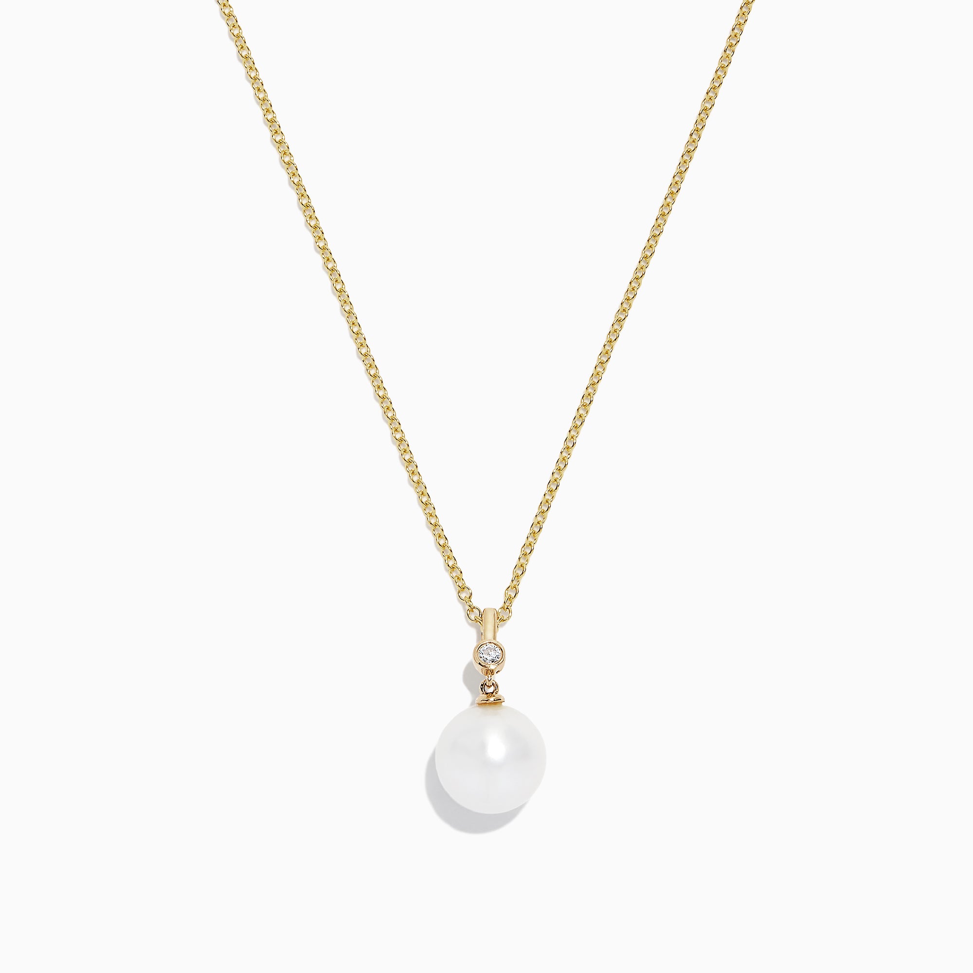Effy 14K Yellow Gold Cultured Fresh Water Pearl and Diamond Pendant, 0 ...