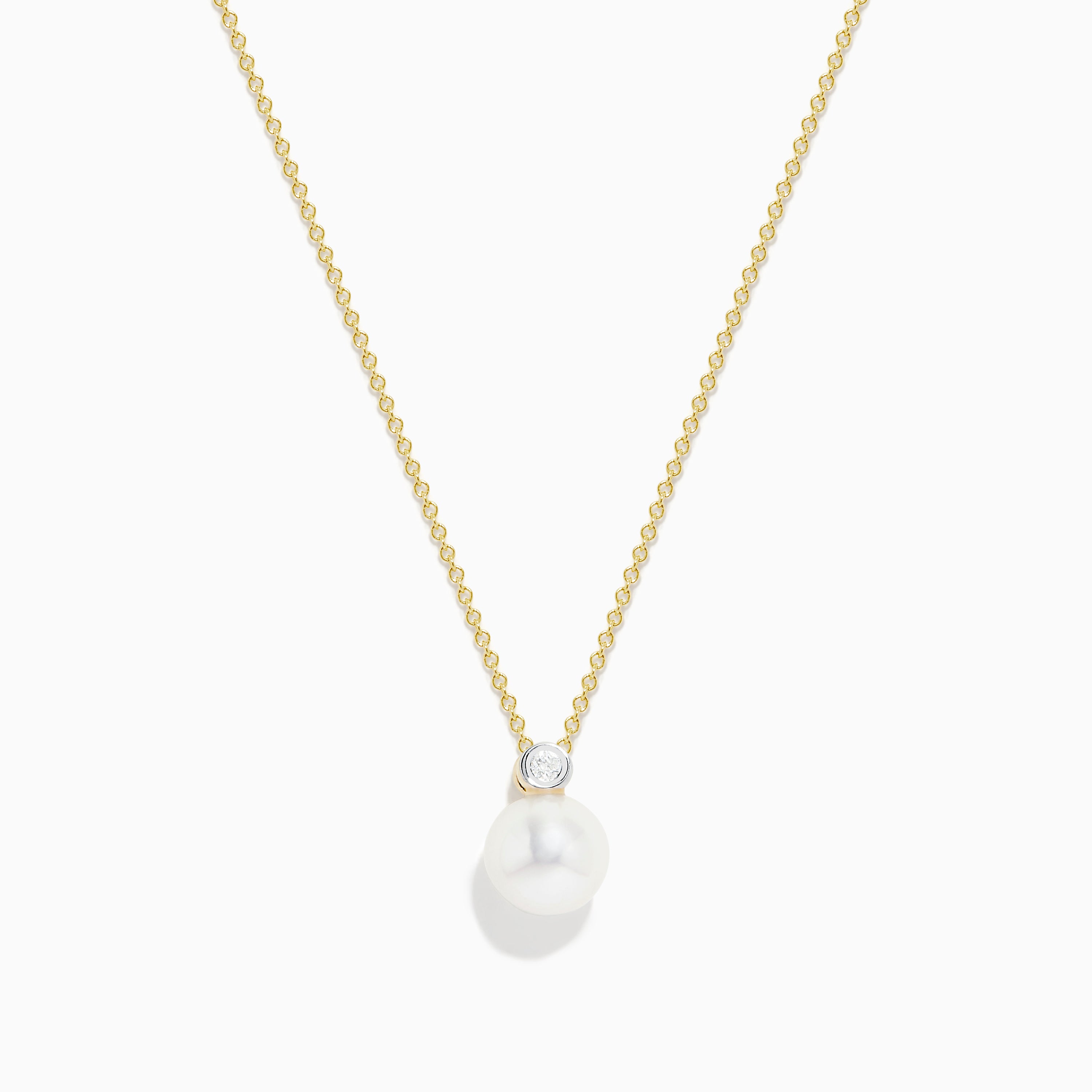 14K Yellow Gold Pearl and Diamond Pendant – effyjewelry.com