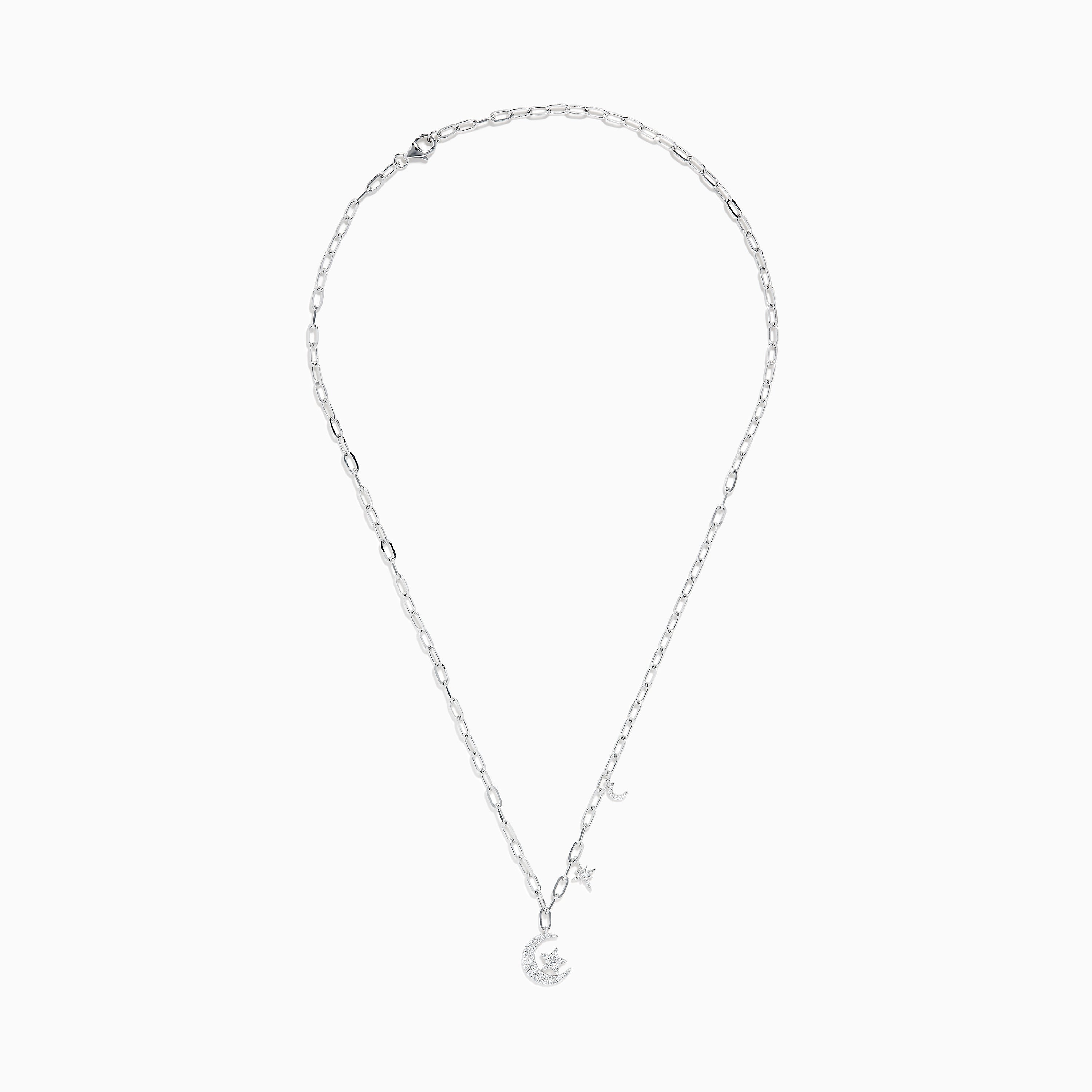 Solid Gold La Luna Moonface Charm Necklace with Ethical Diamond Eye 14ct White Gold / with Diamond / without Chain