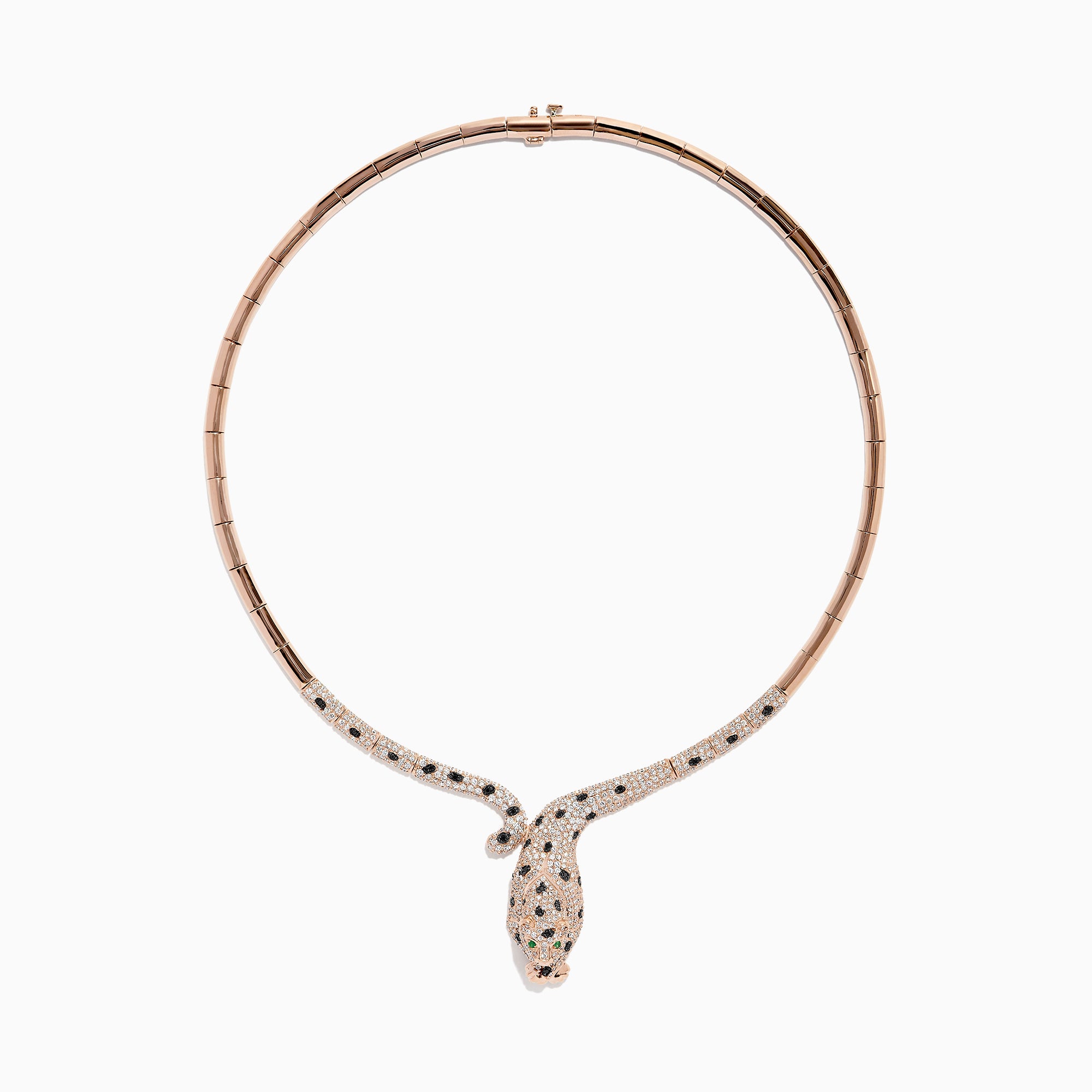 Effy Signature 14K Rose Gold Diamond and Emerald Panther Necklace