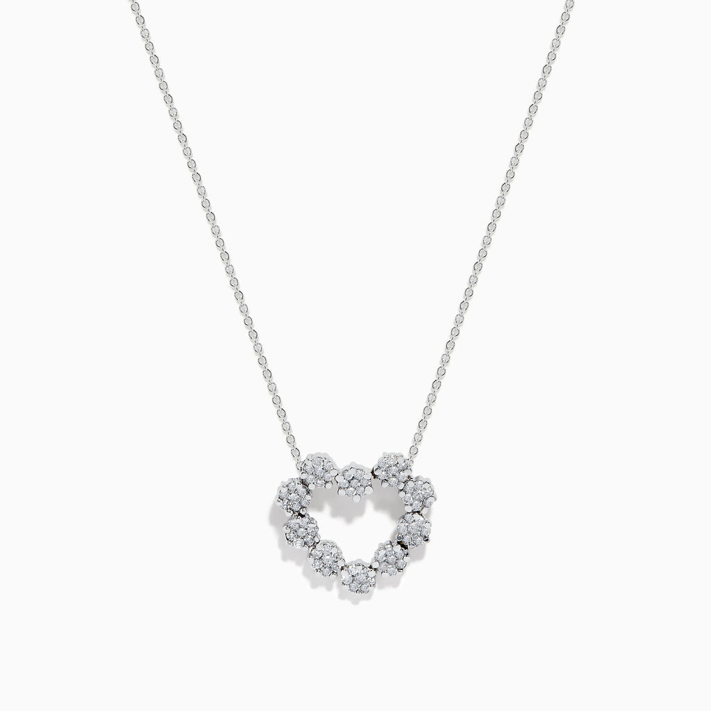 Effy 14K White Gold Diamond Heart Pendant | effyjewelry.com