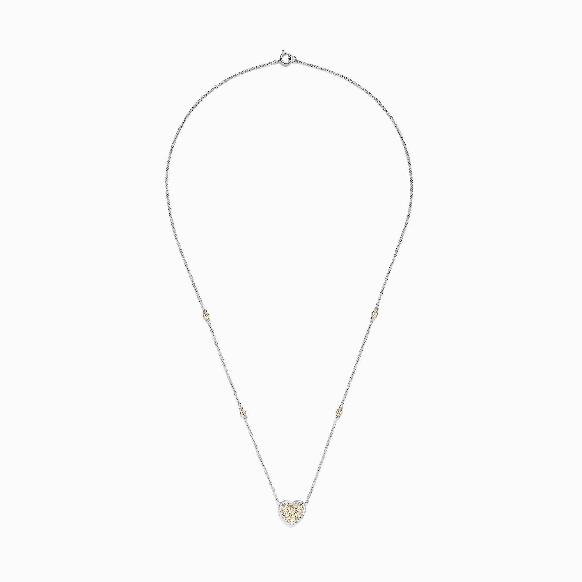 Canare 14K Two Tone Gold Yellow and White Diamond Heart Necklace, 0.71 ...