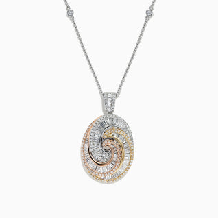 Trio 14K Tri Color Gold Diamond Swirl Pendant, 1.28 TCW