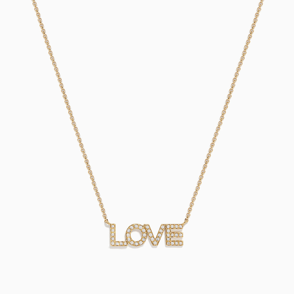 Effy Novelty 14K Yellow Gold Diamond LOVE Necklace | effyjewelry.com