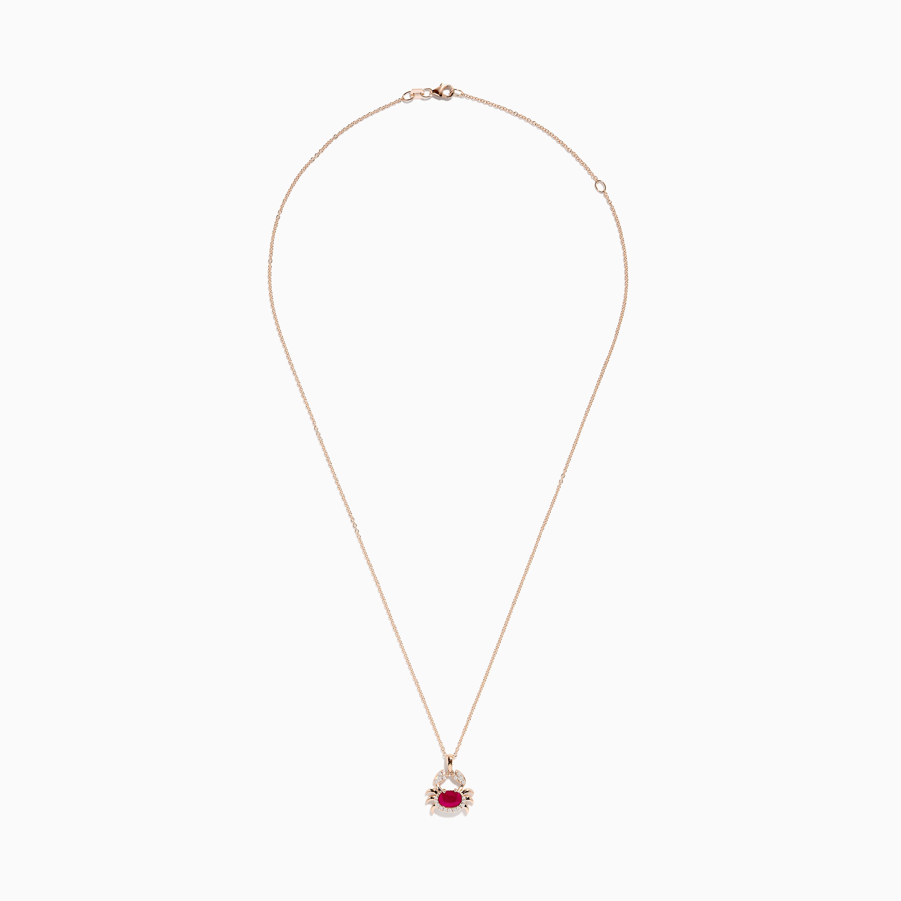 Effy Seaside 14K Rose Gold Ruby and Diamond Crab Pendant