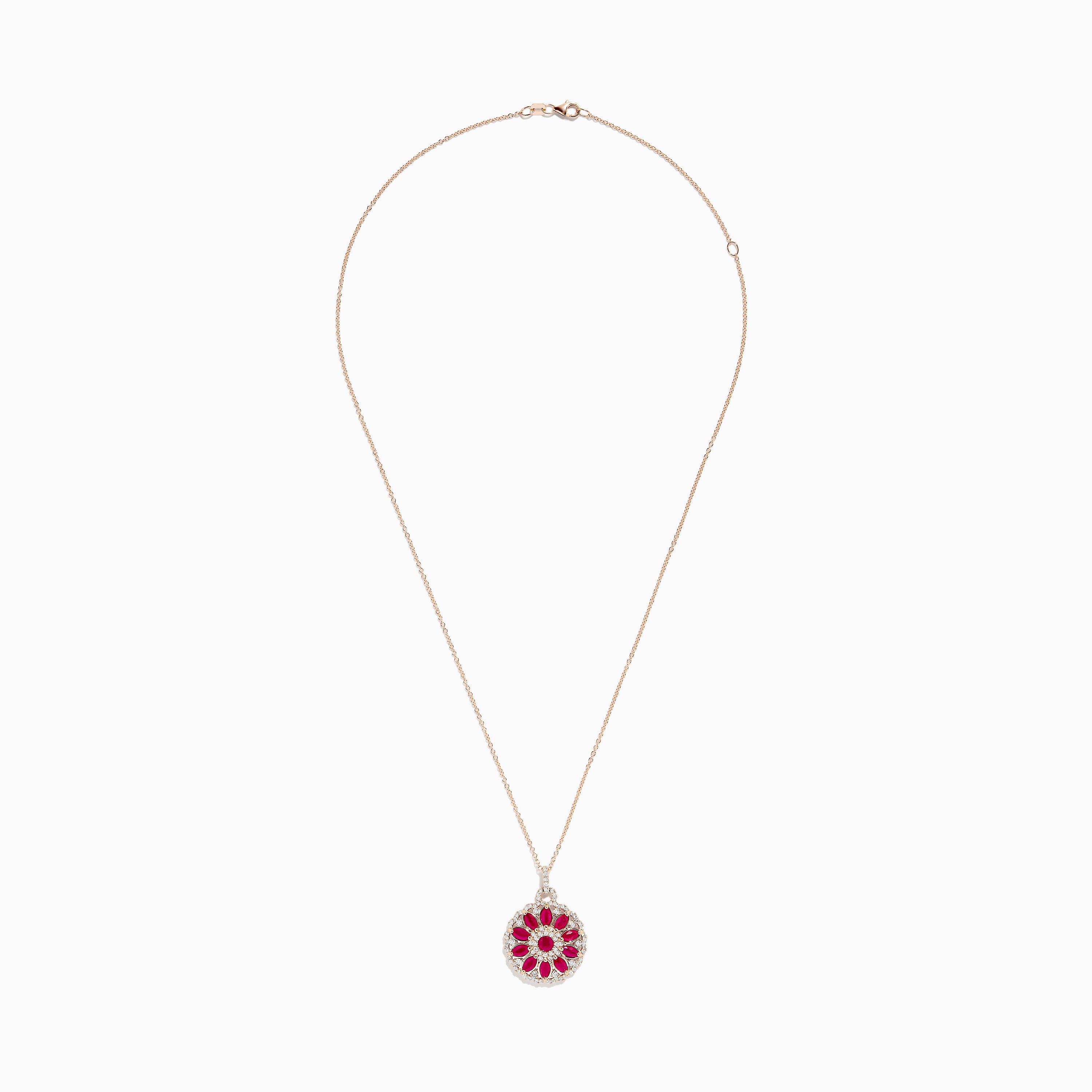 Ruby Royale 14K Rose Gold Ruby and Diamond Pendant – effyjewelry.com