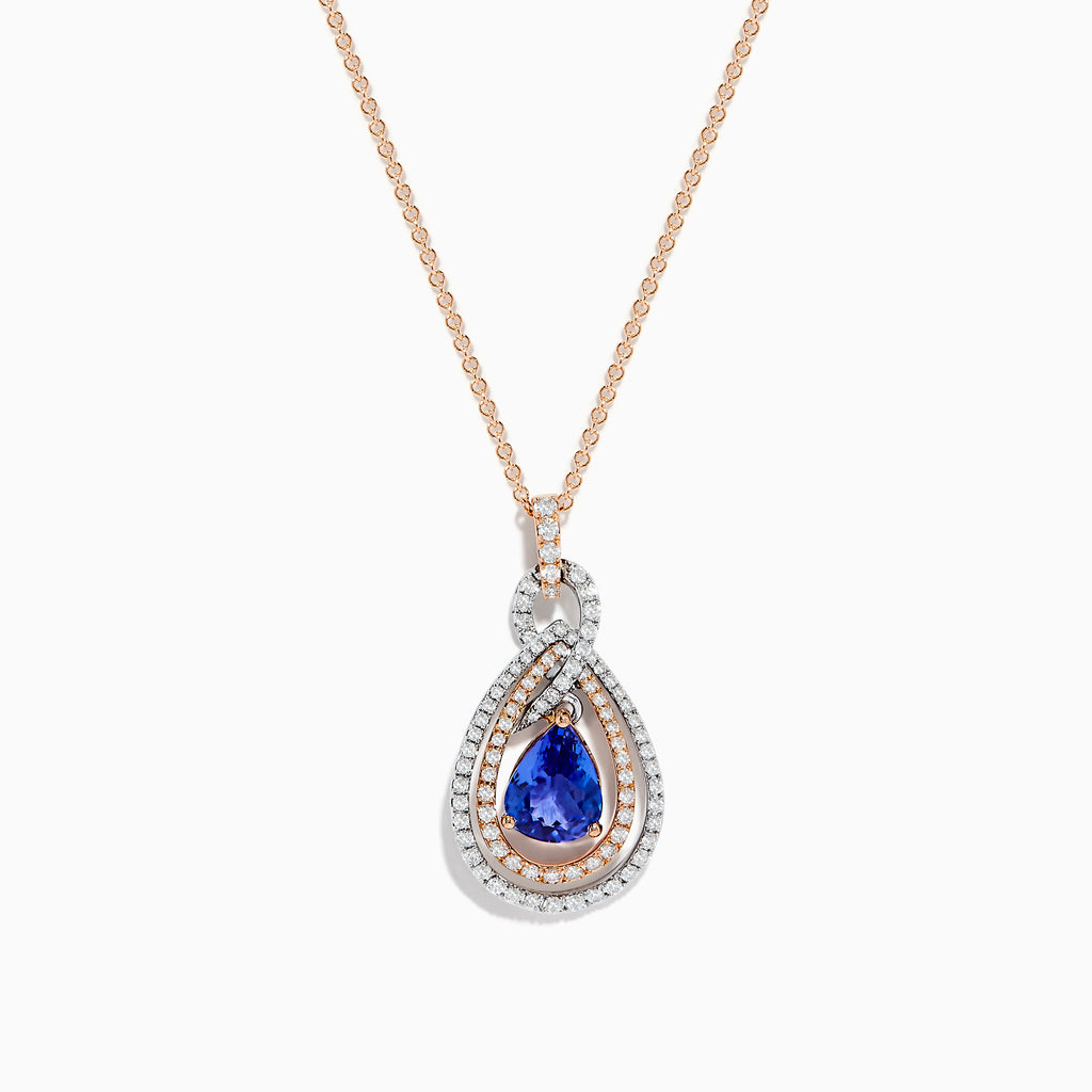 Effy 14K Two-Tone Gold Tanzanite and Diamond Teardrop Pendant ...