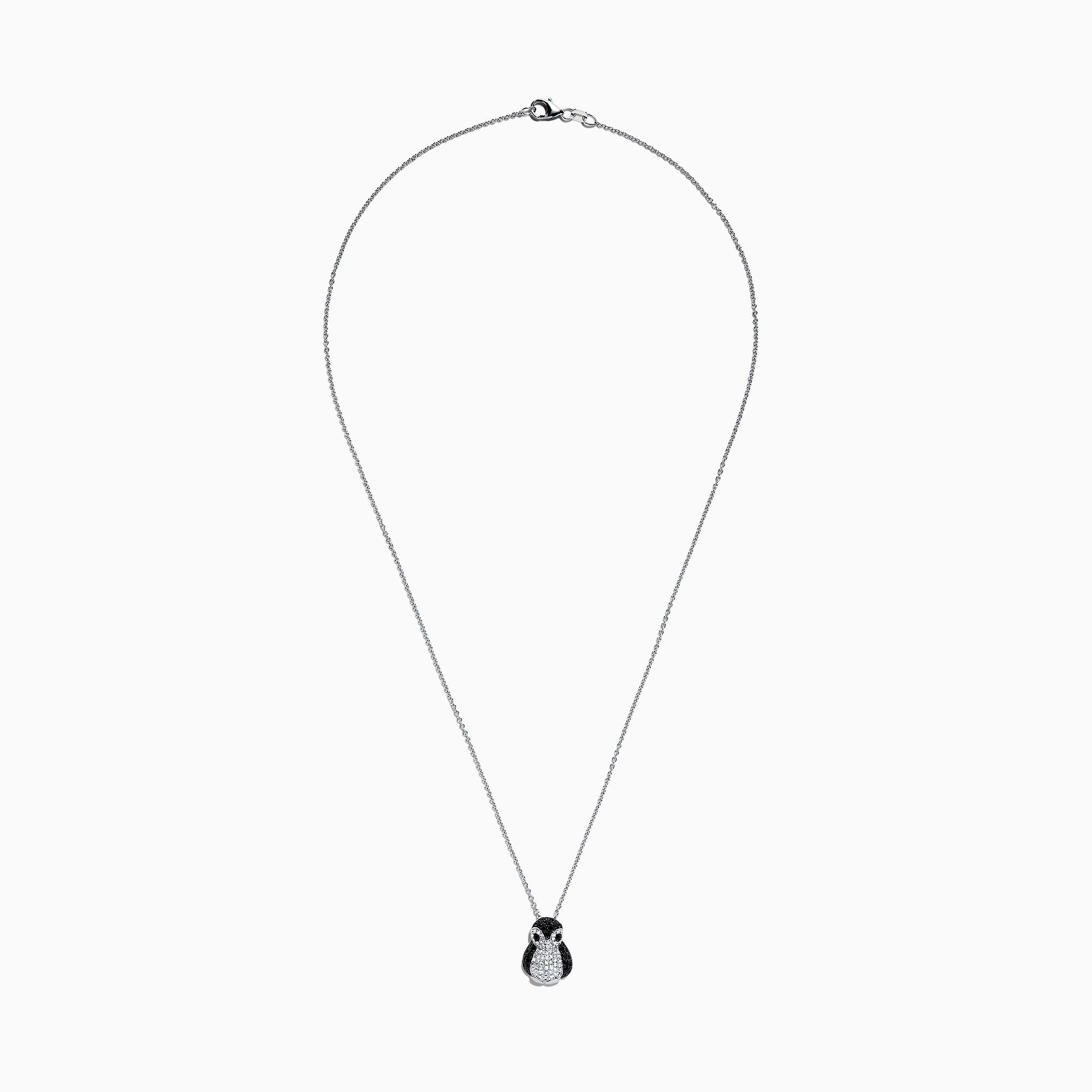 Effy Safari Sterling Silver Diamond and Black Sapphire Penguin Pendant ...