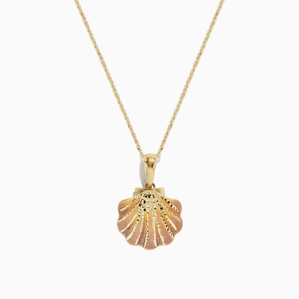 14k Yellow Gold outlets Estate Diamond Scallop Nautical Shell Pendant