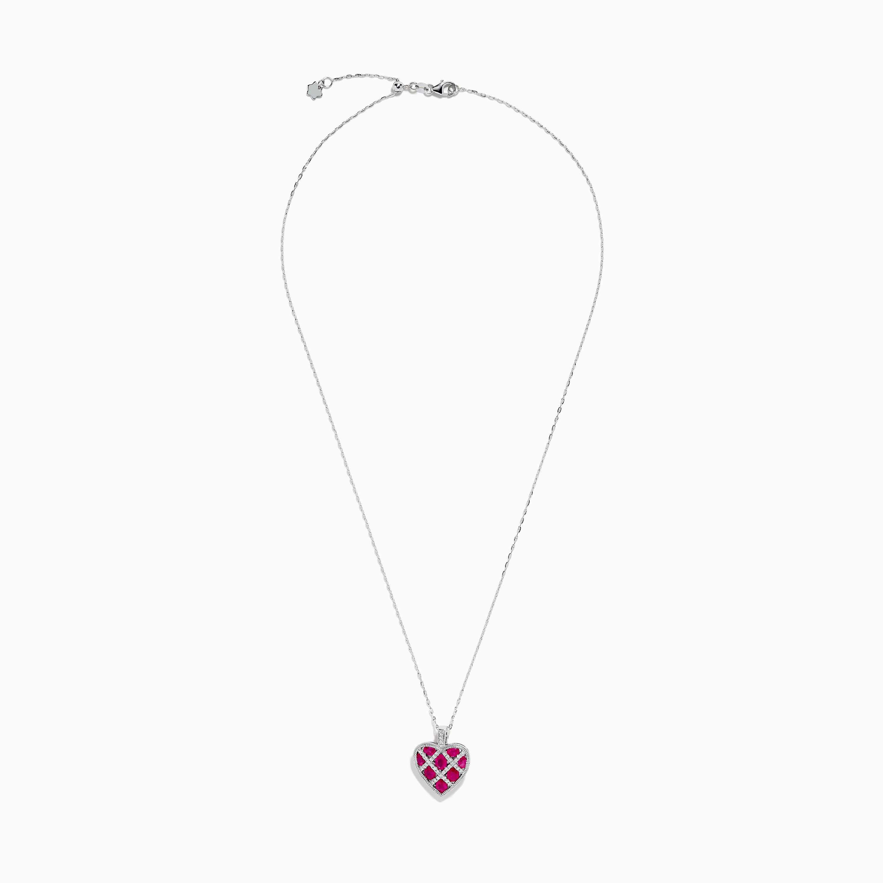 Effy 14K White Gold Ruby and Diamond Heart Pendant – effyjewelry.com