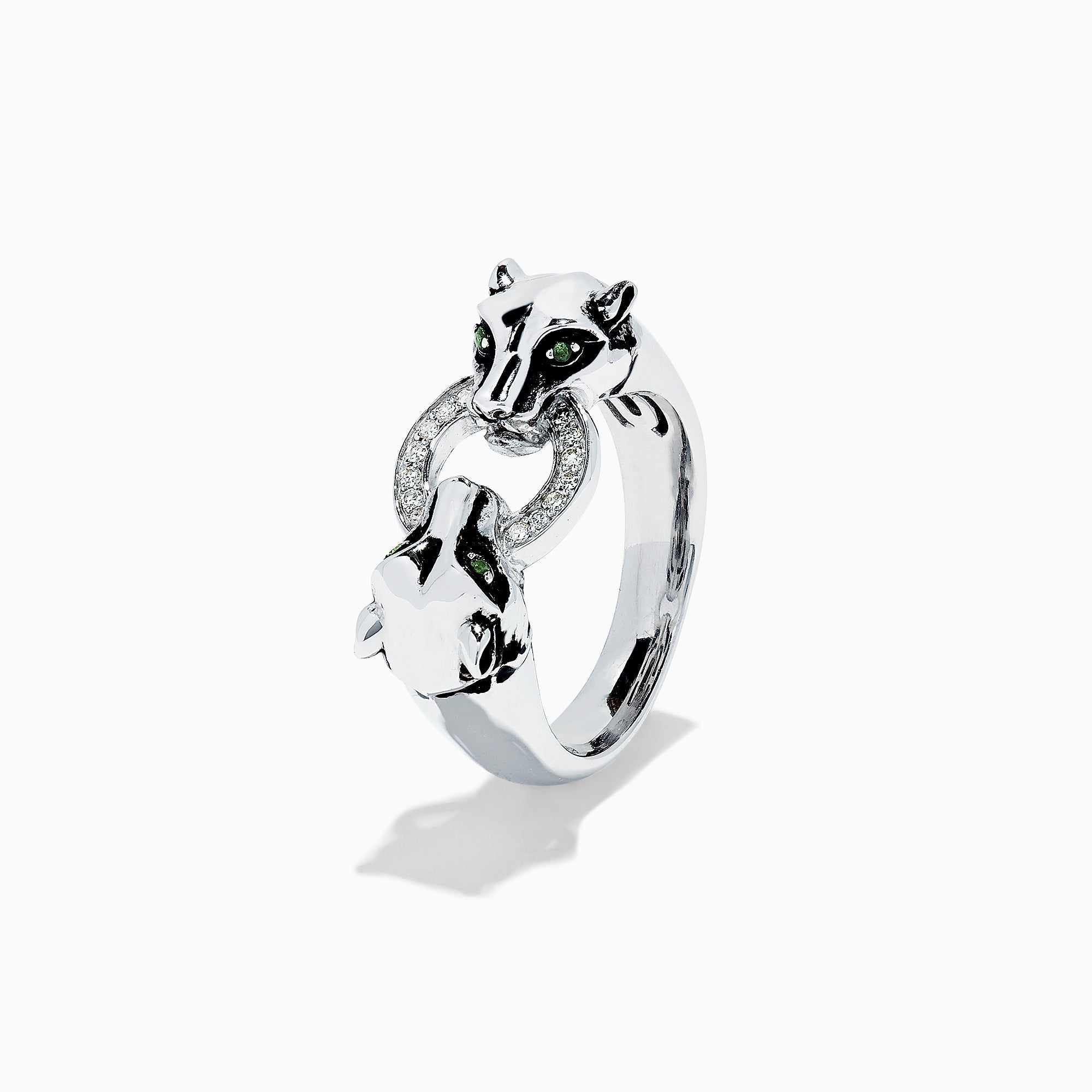 Effy Signature Sterling Silver Diamond Panther Ring, 0.09 TCW