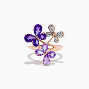 Effy 14K Rose Gold Amethyst and Diamond Earrings, 8.12 TCW