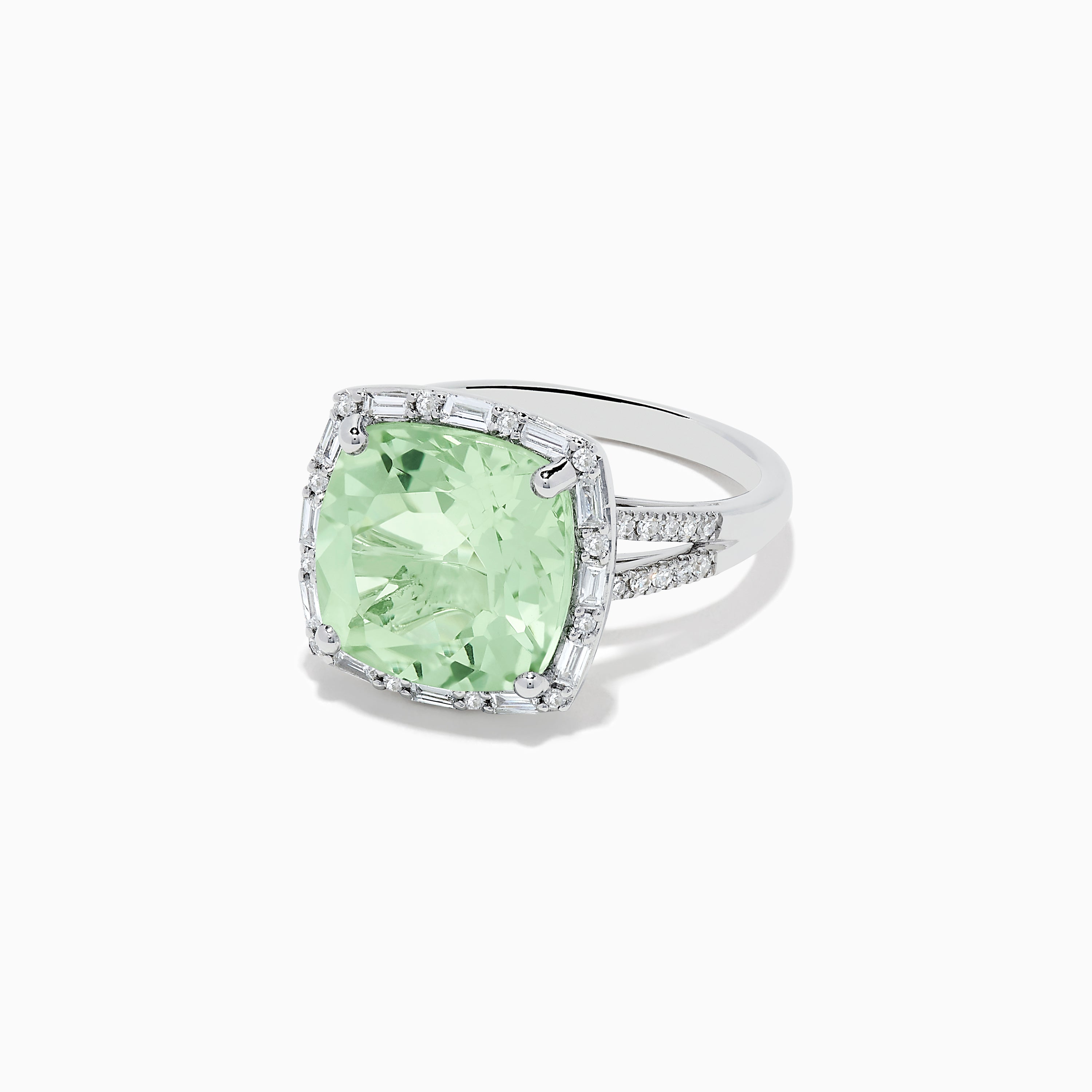 Effy 14k white gold green amethyst & diamond store ring