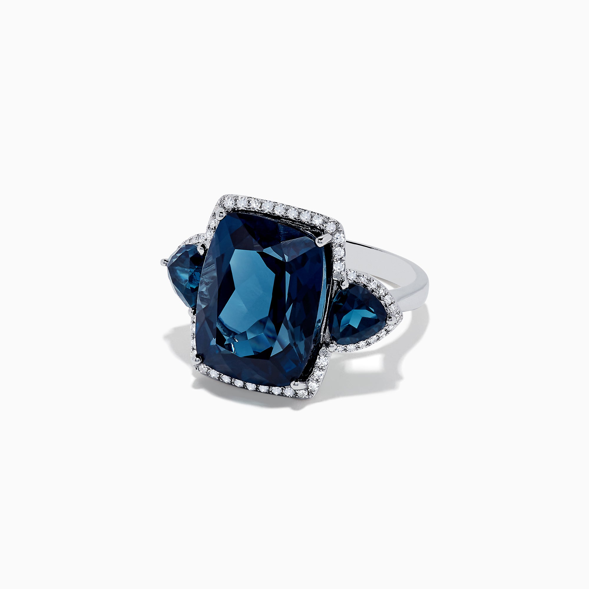 Effy Ocean Bleu 14K Gold London Blue Topaz and Diamond Ring, 19.76 TCW