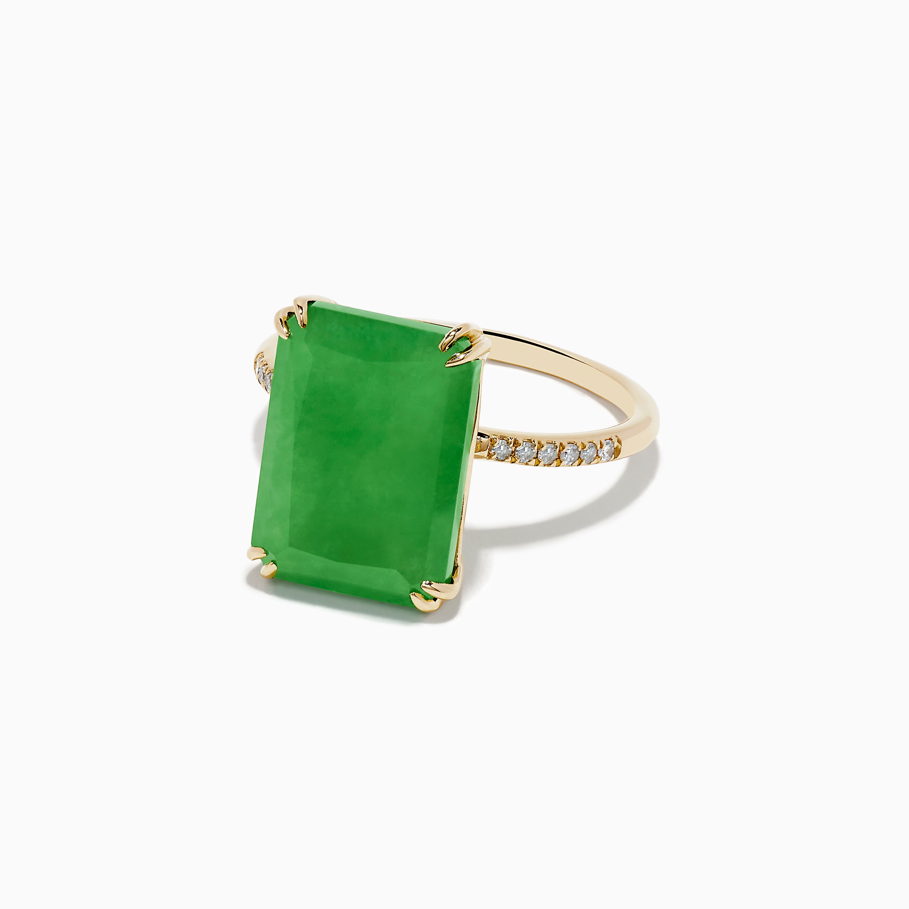 14K Yellow Gold Green Jade and Diamond Ring – effyjewelry.com