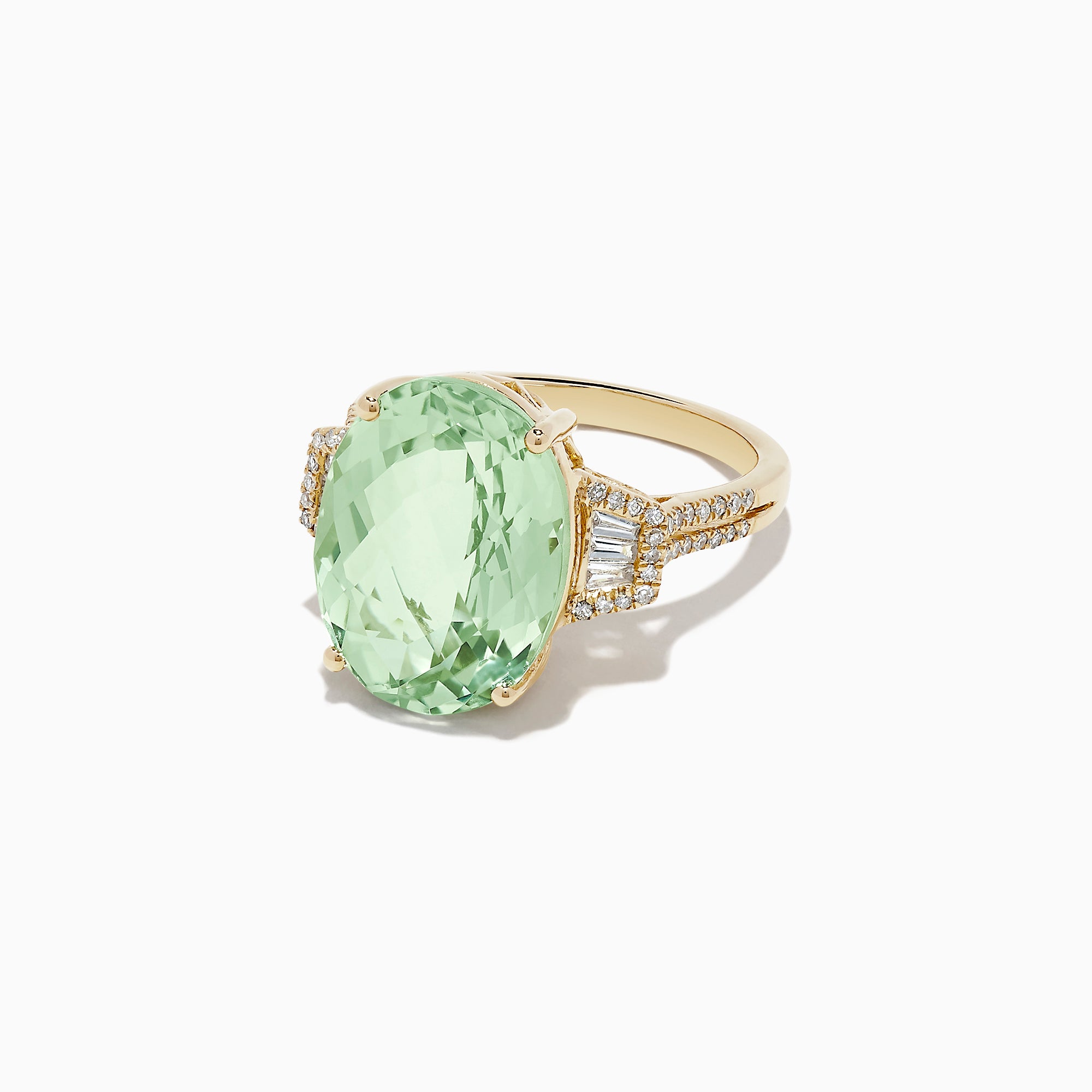 Effy 14K Yellow Gold Green Amethyst and Diamond Cocktail Ring