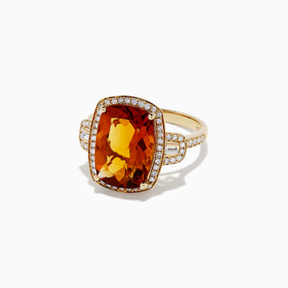 Sunset 14K Yellow Gold Citrine and Diamond Ring, 6.49 TCW