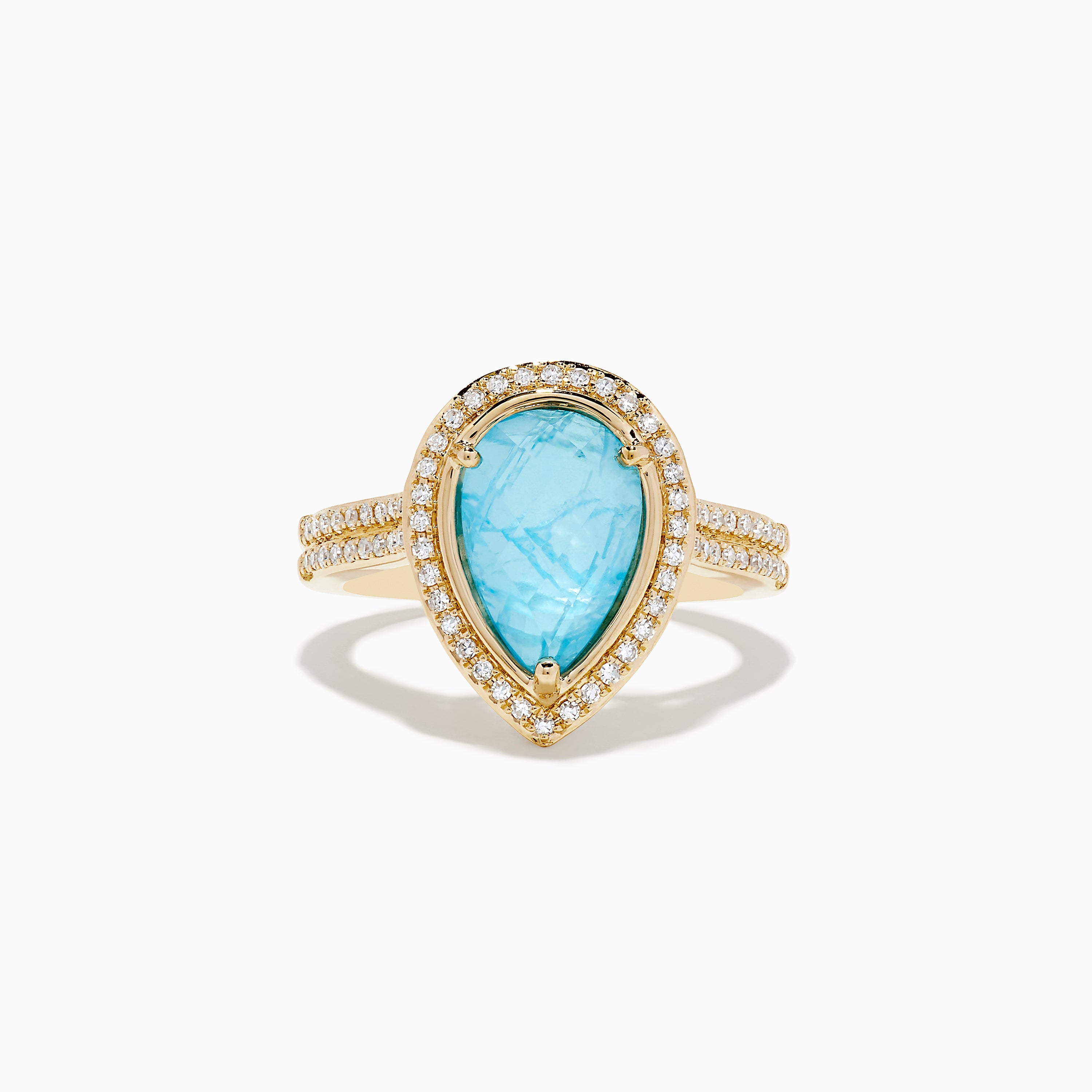 Effy 14K Yellow Gold Apatite and Diamond Pear Shaped Ring