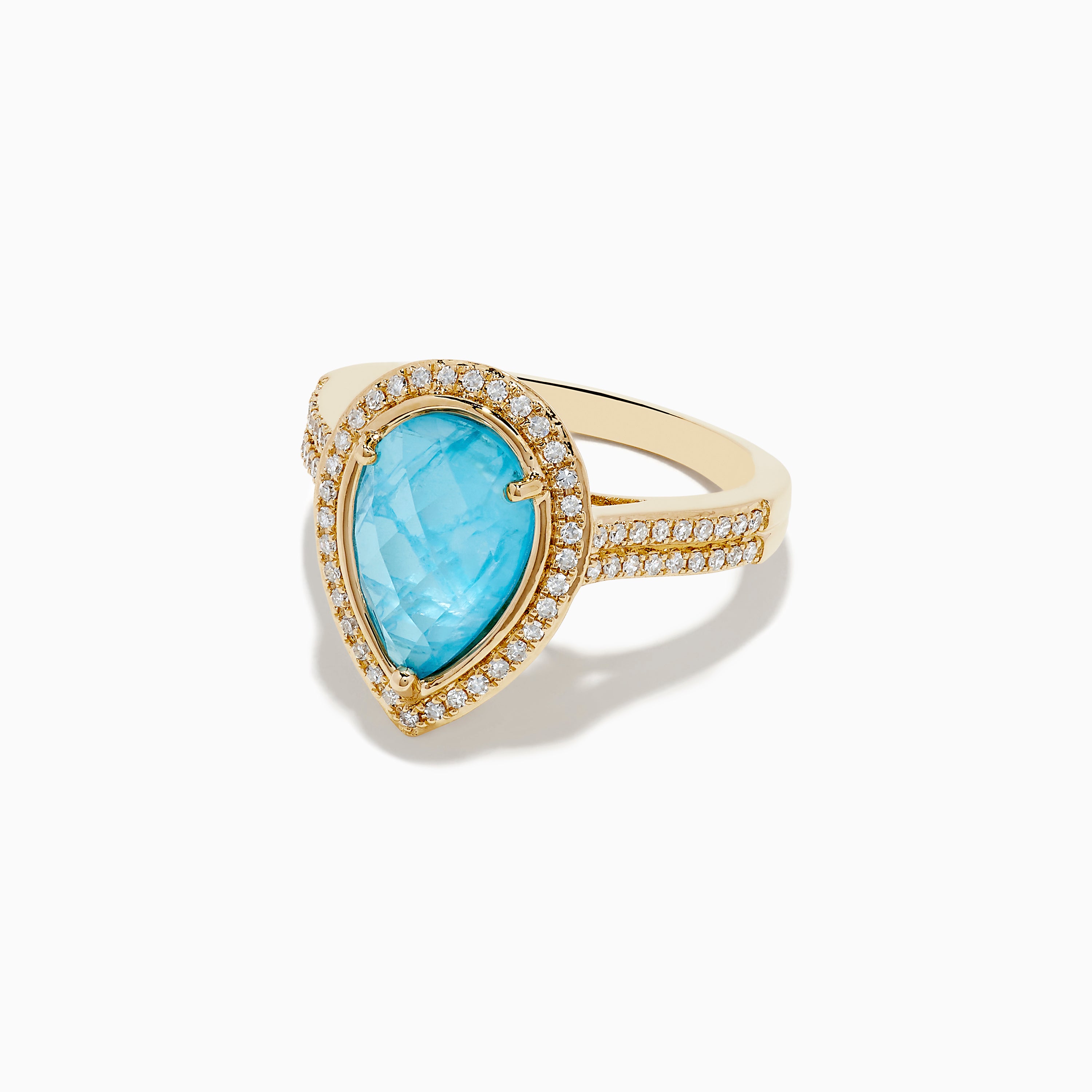 Effy 14K Yellow Gold Apatite and Diamond Pear Shaped Ring