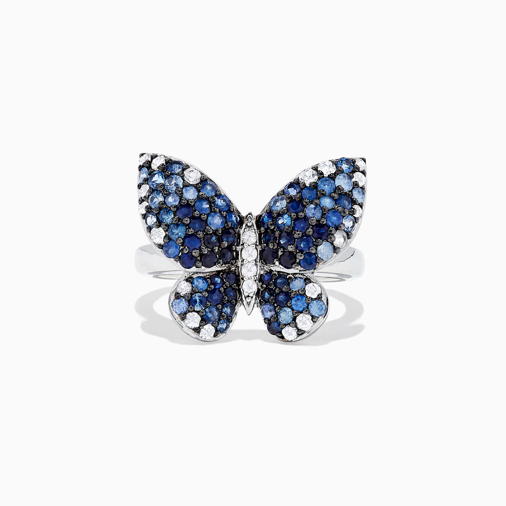 Effy Nature Sterling Silver Blue Sapphire Splash Butterfly Ring, 1.70 ...