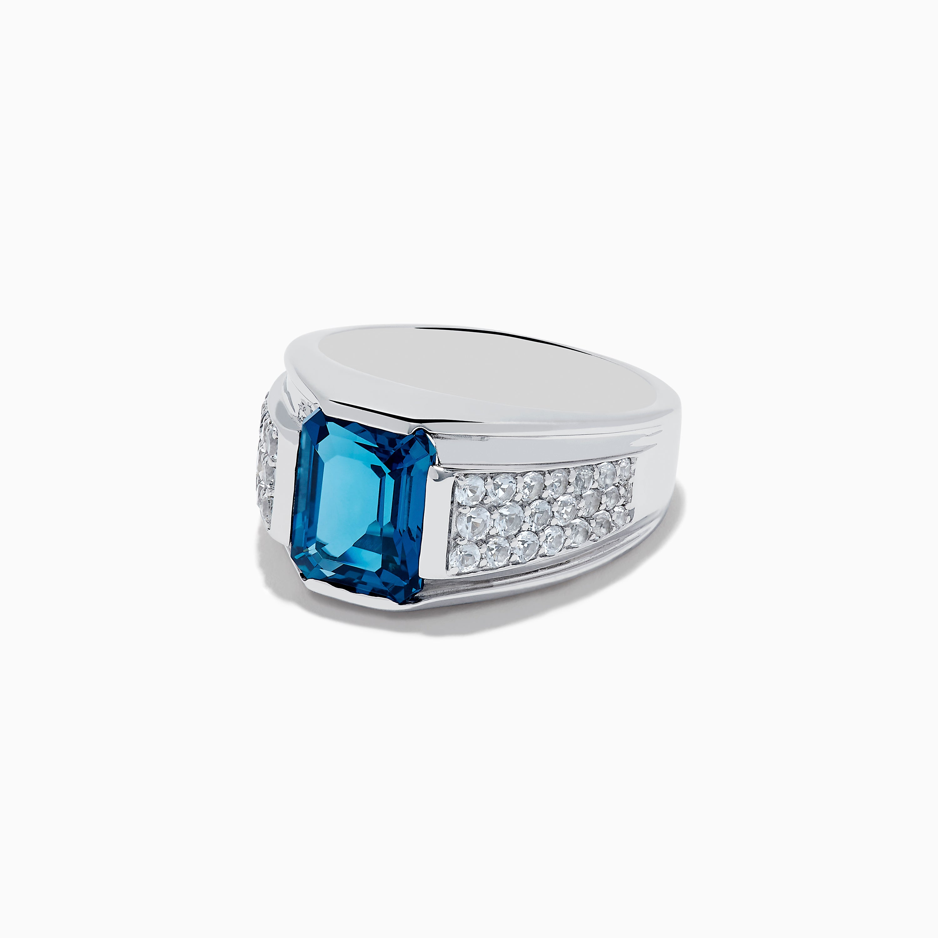 Effy Men's 925 Sterling Silver Blue and White Topaz Ring
