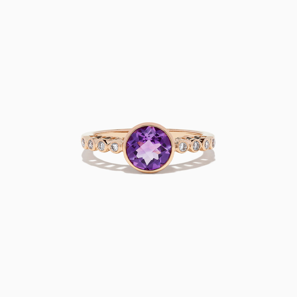 Effy 14K Rose Gold Amethyst and Diamond Ring, 1.31 TCW | effyjewelry.com