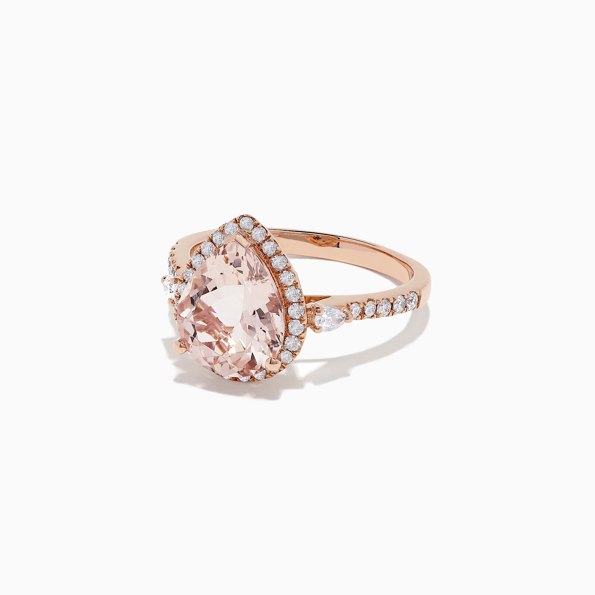 Effy 14k Rose Gold Diamond & Pear Cut Morganite Ring in Pink