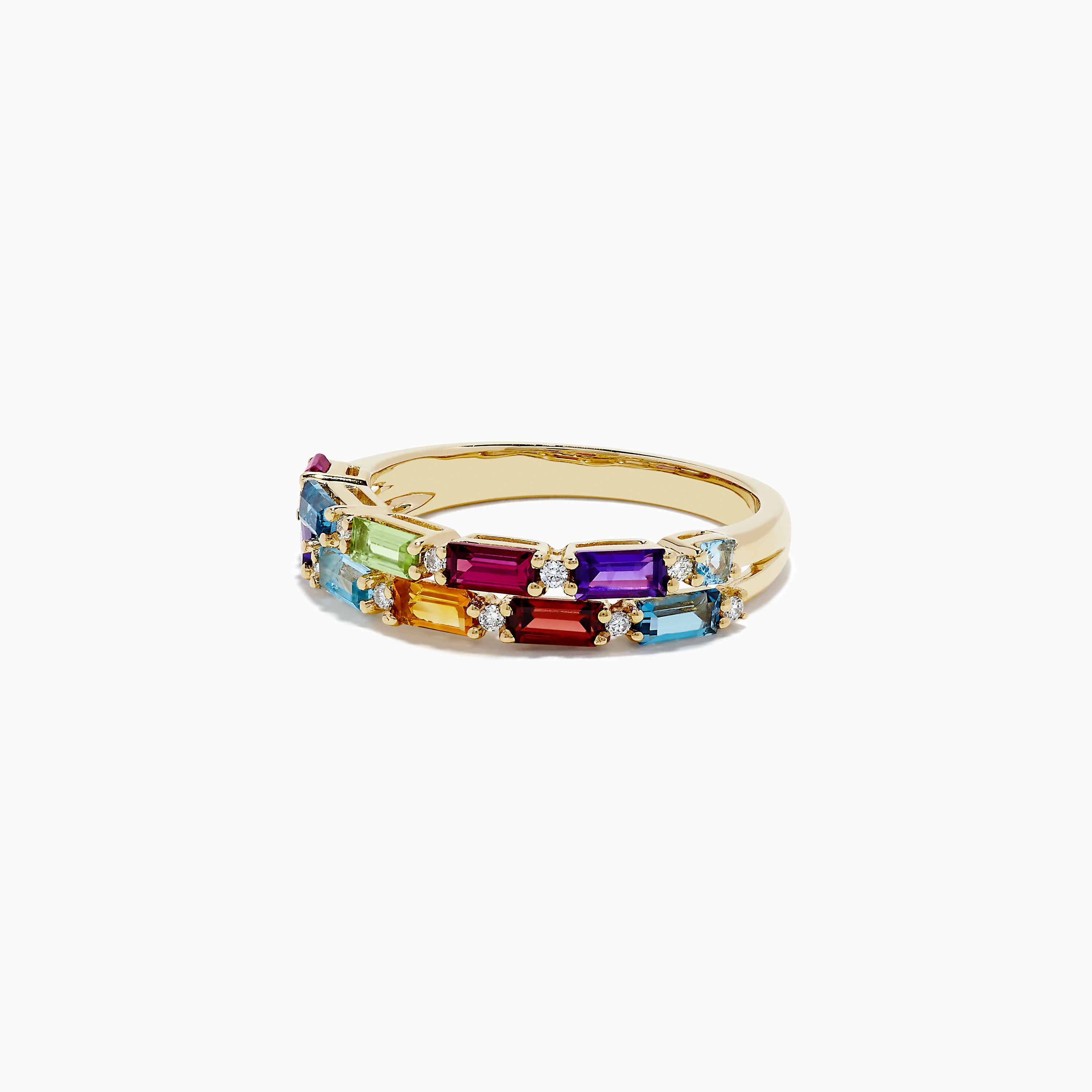 Mosaic 14K Yellow Gold Multi Gemstone and Diamond Ring, 1.40 TCW ...