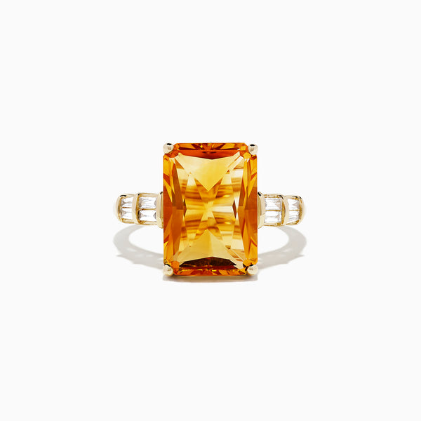 Sunset 14K Yellow Gold Citrine and Diamond Ring, 7.02 TCW