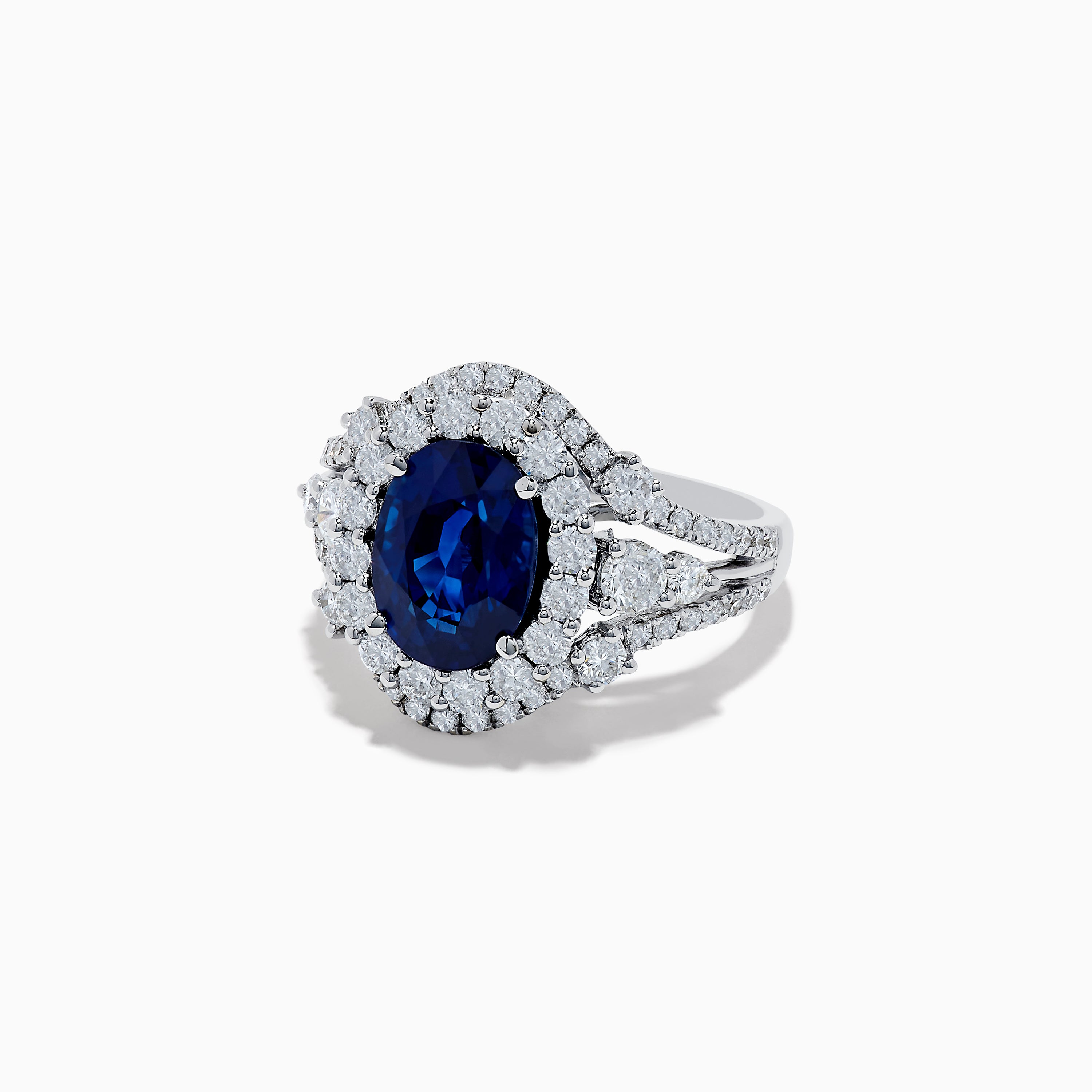 GIA 4 Carat Vivid Blue Sapphire & Diamond Platinum Engagement Ring