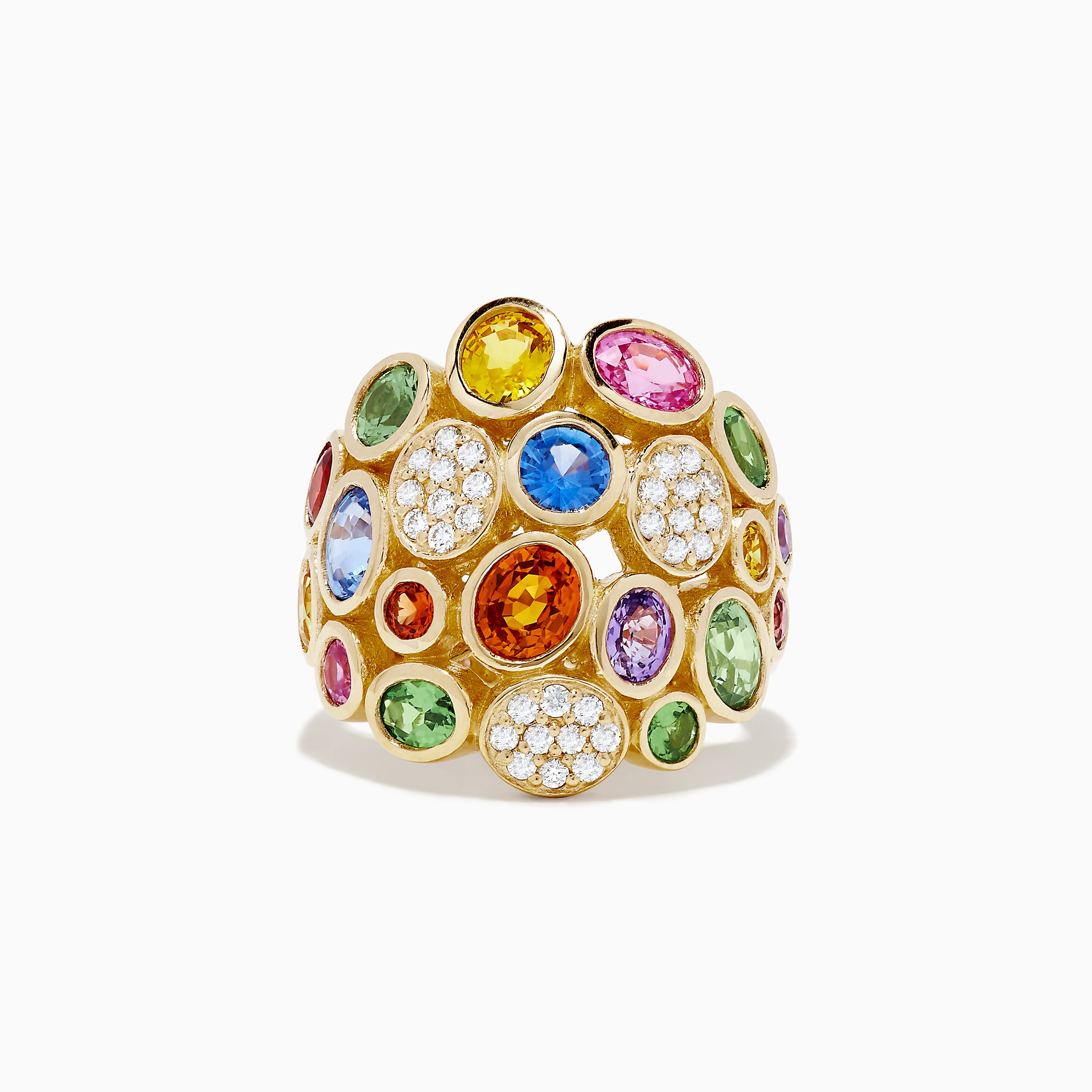 Effy Watercolors 14K Yellow Gold Multi Sapphire and Diamond Ring