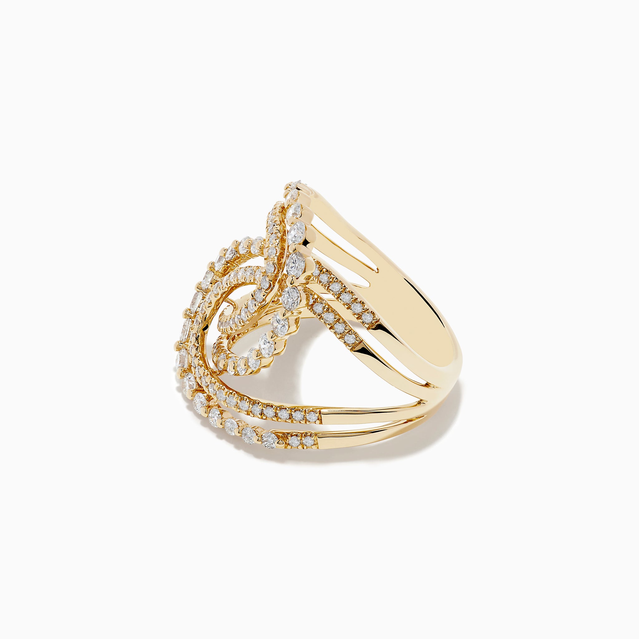 Effy D'oro 14K Yellow Gold Diamond Crossover Ring | effyjewelry.com